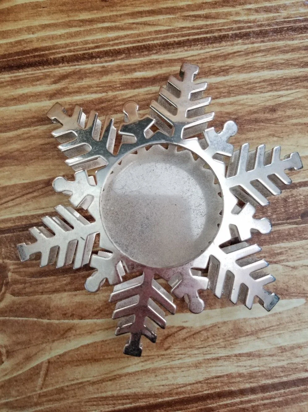 Silver Metal Snowflake Candle Holder Votive Winter Christmas Tabletop Decor